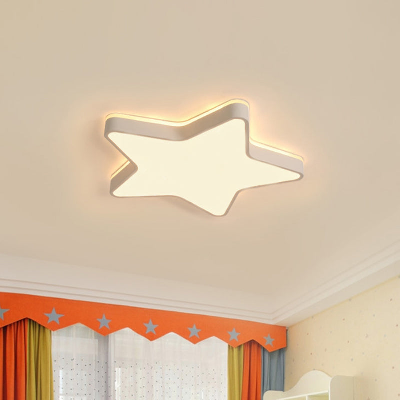 Pink/Blue/White Star Flush Light Cartoon Acrylic LED Flush Mount Ceiling Light in Warm/White Light for Childrens Bedroom Clearhalo 'Ceiling Lights' 'Close To Ceiling Lights' 'Close to ceiling' 'Flush mount' Lighting' 1935249