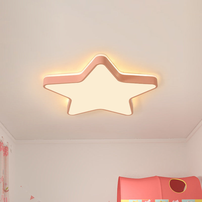 Pink/Blue/White Star Flush Light Cartoon Acrylic LED Flush Mount Ceiling Light in Warm/White Light for Childrens Bedroom Pink Clearhalo 'Ceiling Lights' 'Close To Ceiling Lights' 'Close to ceiling' 'Flush mount' Lighting' 1935254