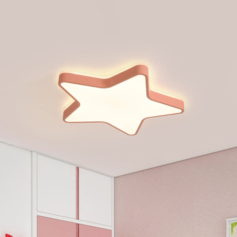 Pink/Blue/White Star Flush Light Cartoon Acrylic LED Flush Mount Ceiling Light in Warm/White Light for Childrens Bedroom Clearhalo 'Ceiling Lights' 'Close To Ceiling Lights' 'Close to ceiling' 'Flush mount' Lighting' 1935255