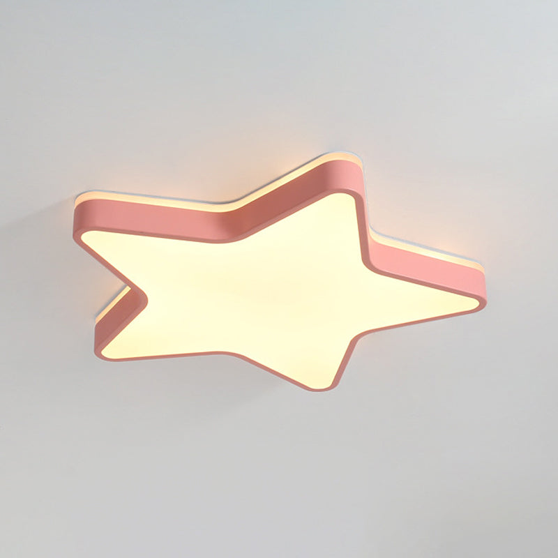 Pink/Blue/White Star Flush Light Cartoon Acrylic LED Flush Mount Ceiling Light in Warm/White Light for Childrens Bedroom Clearhalo 'Ceiling Lights' 'Close To Ceiling Lights' 'Close to ceiling' 'Flush mount' Lighting' 1935257