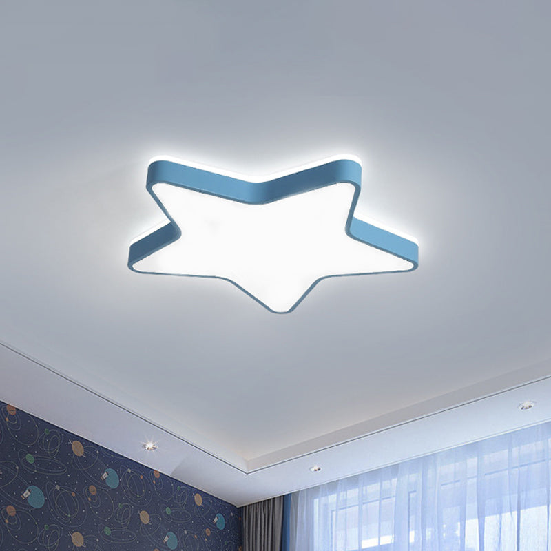 Pink/Blue/White Star Flush Light Cartoon Acrylic LED Flush Mount Ceiling Light in Warm/White Light for Childrens Bedroom Blue Clearhalo 'Ceiling Lights' 'Close To Ceiling Lights' 'Close to ceiling' 'Flush mount' Lighting' 1935258