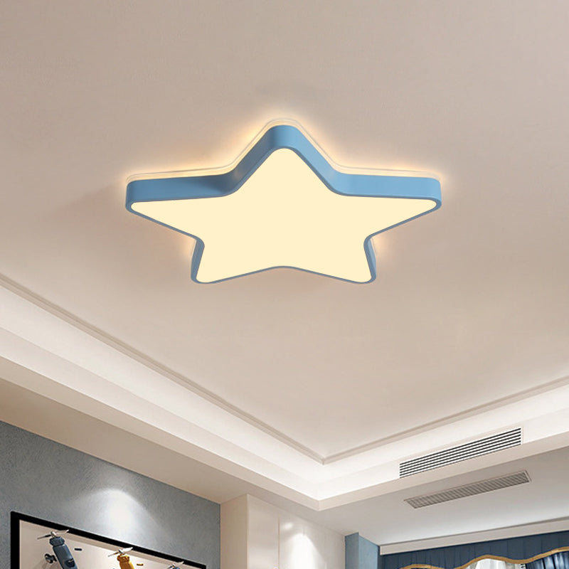 Pink/Blue/White Star Flush Light Cartoon Acrylic LED Flush Mount Ceiling Light in Warm/White Light for Childrens Bedroom Clearhalo 'Ceiling Lights' 'Close To Ceiling Lights' 'Close to ceiling' 'Flush mount' Lighting' 1935259