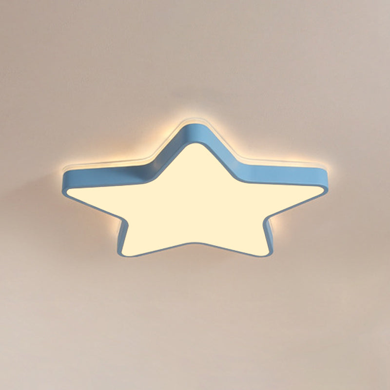 Pink/Blue/White Star Flush Light Cartoon Acrylic LED Flush Mount Ceiling Light in Warm/White Light for Childrens Bedroom Clearhalo 'Ceiling Lights' 'Close To Ceiling Lights' 'Close to ceiling' 'Flush mount' Lighting' 1935261