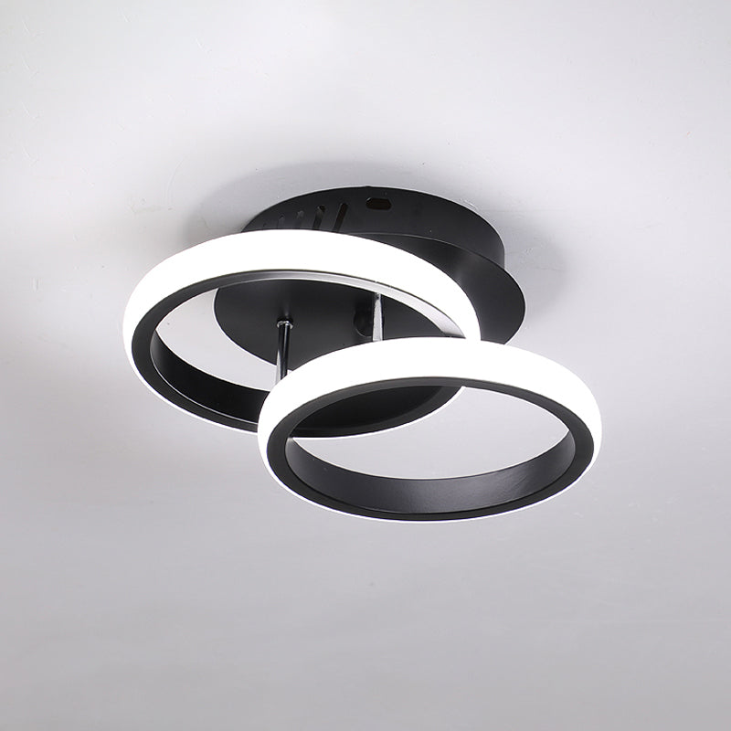 Round/Square/Moon Small Ceiling Lamp Modern Metal Black/White LED Semi Flush Mount Lighting for Corridor Clearhalo 'Ceiling Lights' 'Close To Ceiling Lights' 'Close to ceiling' 'Semi-flushmount' Lighting' 1935268
