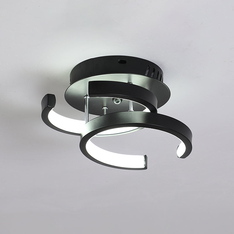 Round/Square/Moon Small Ceiling Lamp Modern Metal Black/White LED Semi Flush Mount Lighting for Corridor Clearhalo 'Ceiling Lights' 'Close To Ceiling Lights' 'Close to ceiling' 'Semi-flushmount' Lighting' 1935272