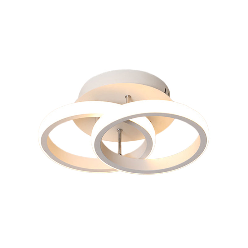 Round/Square/Moon Small Ceiling Lamp Modern Metal Black/White LED Semi Flush Mount Lighting for Corridor Clearhalo 'Ceiling Lights' 'Close To Ceiling Lights' 'Close to ceiling' 'Semi-flushmount' Lighting' 1935278