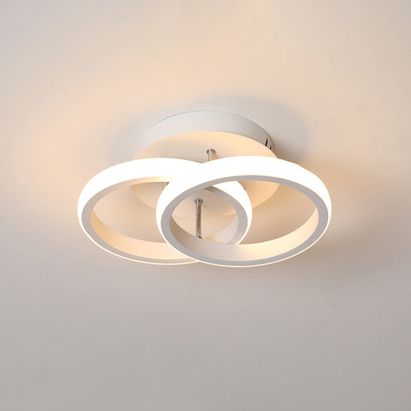 Round/Square/Moon Small Ceiling Lamp Modern Metal Black/White LED Semi Flush Mount Lighting for Corridor Clearhalo 'Ceiling Lights' 'Close To Ceiling Lights' 'Close to ceiling' 'Semi-flushmount' Lighting' 1935279