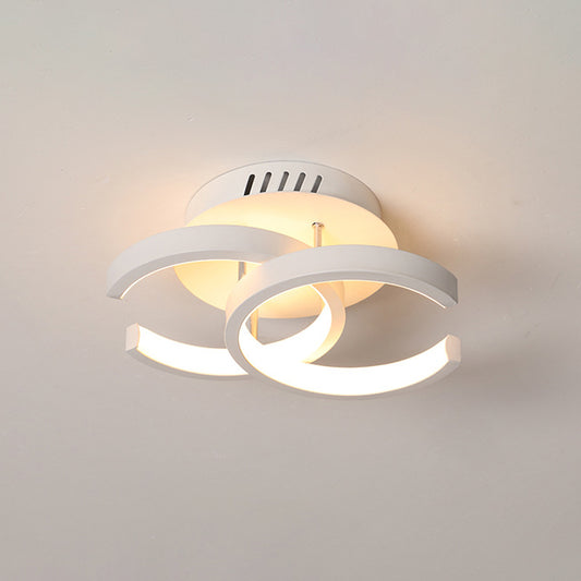 Round/Square/Moon Small Ceiling Lamp Modern Metal Black/White LED Semi Flush Mount Lighting for Corridor Clearhalo 'Ceiling Lights' 'Close To Ceiling Lights' 'Close to ceiling' 'Semi-flushmount' Lighting' 1935282
