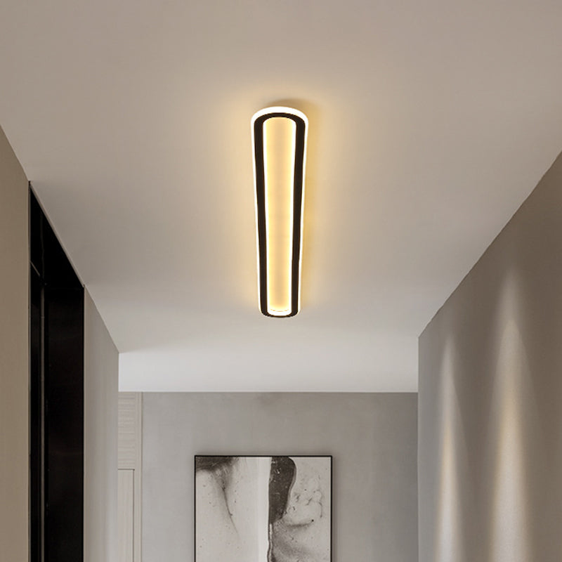 Elongated Slim Ceiling Mount Light Simplicity Acrylic 16"/23.5"/39" L LED Corridor Flushmount Lighting in Black, Warm/White Light Clearhalo 'Ceiling Lights' 'Close To Ceiling Lights' 'Close to ceiling' 'Flush mount' Lighting' 1935285