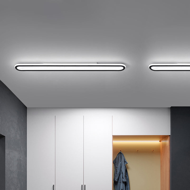 Elongated Slim Ceiling Mount Light Simplicity Acrylic 16"/23.5"/39" L LED Corridor Flushmount Lighting in Black, Warm/White Light Clearhalo 'Ceiling Lights' 'Close To Ceiling Lights' 'Close to ceiling' 'Flush mount' Lighting' 1935286