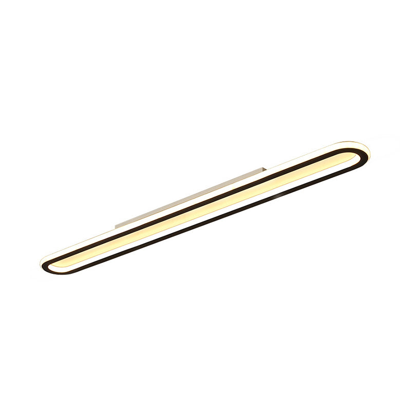 Elongated Slim Ceiling Mount Light Simplicity Acrylic 16"/23.5"/39" L LED Corridor Flushmount Lighting in Black, Warm/White Light Clearhalo 'Ceiling Lights' 'Close To Ceiling Lights' 'Close to ceiling' 'Flush mount' Lighting' 1935287