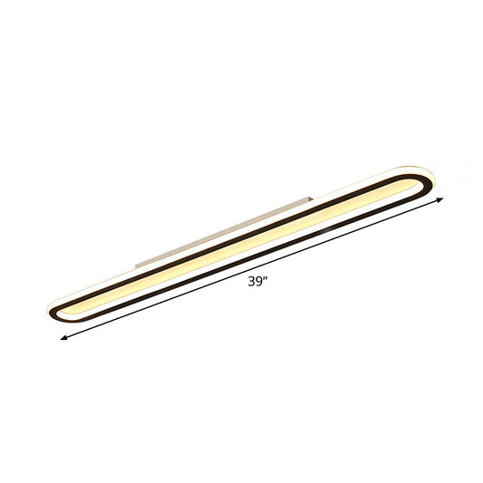 Elongated Slim Ceiling Mount Light Simplicity Acrylic 16"/23.5"/39" L LED Corridor Flushmount Lighting in Black, Warm/White Light Clearhalo 'Ceiling Lights' 'Close To Ceiling Lights' 'Close to ceiling' 'Flush mount' Lighting' 1935291