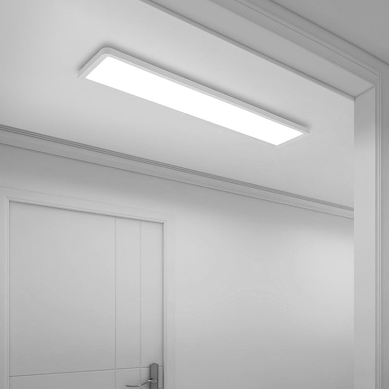 Simple Rectangular Ultrathin Flush Light Iron 16"/19.5"/31.5" L LED Doorway Ceiling Mount Lamp in Warm/White Light Clearhalo 'Ceiling Lights' 'Close To Ceiling Lights' 'Close to ceiling' 'Flush mount' Lighting' 1935316