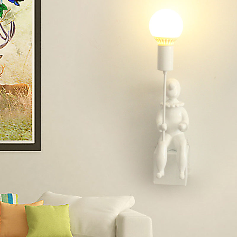 Contemporary Sitting Boy Wall Light Resin 1 Head Monochrome Wall Lamp for Bedroom Clearhalo 'Wall Lamps & Sconces' 'Wall Lights' Lighting' 193540