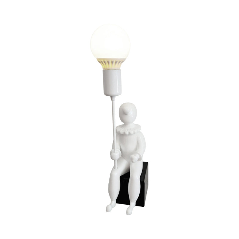 Contemporary Sitting Boy Wall Light Resin 1 Head Monochrome Wall Lamp for Bedroom Clearhalo 'Wall Lamps & Sconces' 'Wall Lights' Lighting' 193541