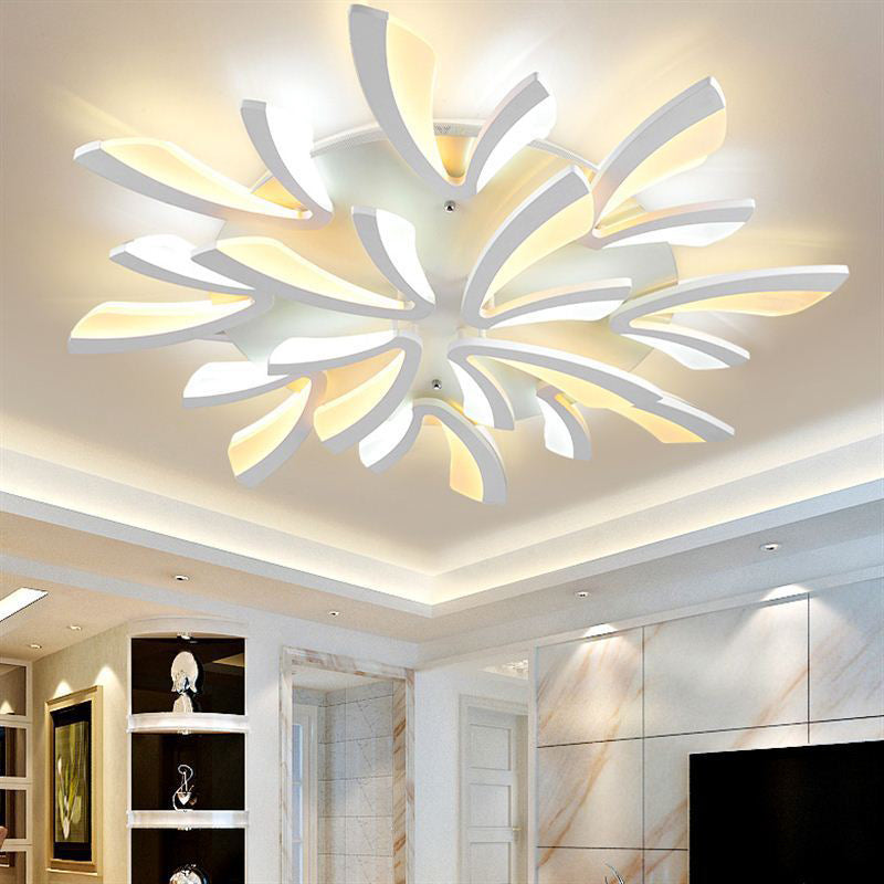 Coral Semi Flush Mount Ceiling Light Modernism Acrylic 3/5/12-Head White Flushmount in Warm/White Light 12 White Clearhalo 'Ceiling Lights' 'Close To Ceiling Lights' 'Close to ceiling' 'Semi-flushmount' Lighting' 1935422