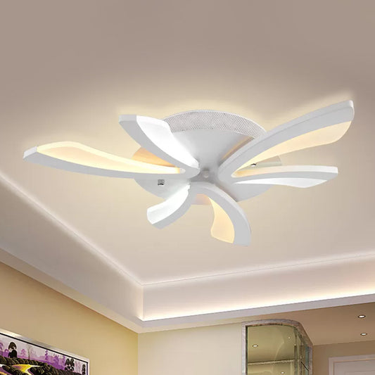 Coral Semi Flush Mount Ceiling Light Modernism Acrylic 3/5/12-Head White Flushmount in Warm/White Light 3 White Clearhalo 'Ceiling Lights' 'Close To Ceiling Lights' 'Close to ceiling' 'Semi-flushmount' Lighting' 1935427