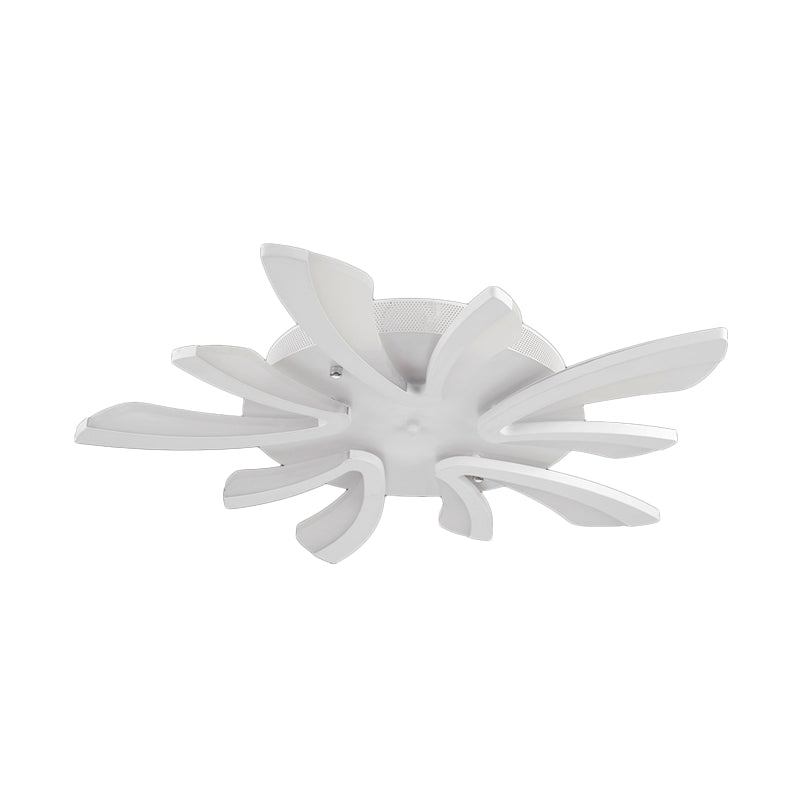 Coral Semi Flush Mount Ceiling Light Modernism Acrylic 3/5/12-Head White Flushmount in Warm/White Light Clearhalo 'Ceiling Lights' 'Close To Ceiling Lights' 'Close to ceiling' 'Semi-flushmount' Lighting' 1935433