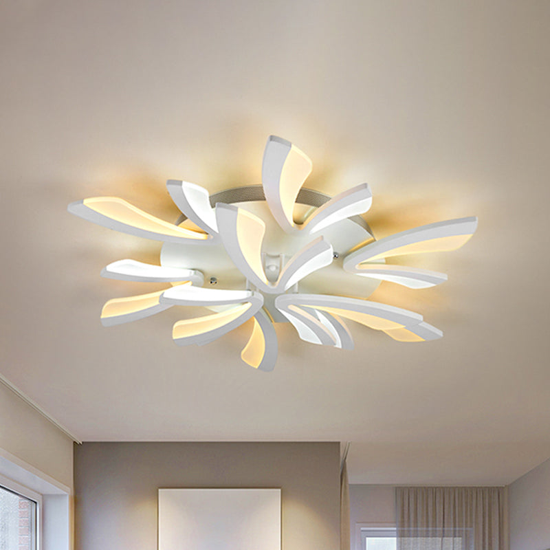 Coral Semi Flush Mount Ceiling Light Modernism Acrylic 3/5/12-Head White Flushmount in Warm/White Light Clearhalo 'Ceiling Lights' 'Close To Ceiling Lights' 'Close to ceiling' 'Semi-flushmount' Lighting' 1935437