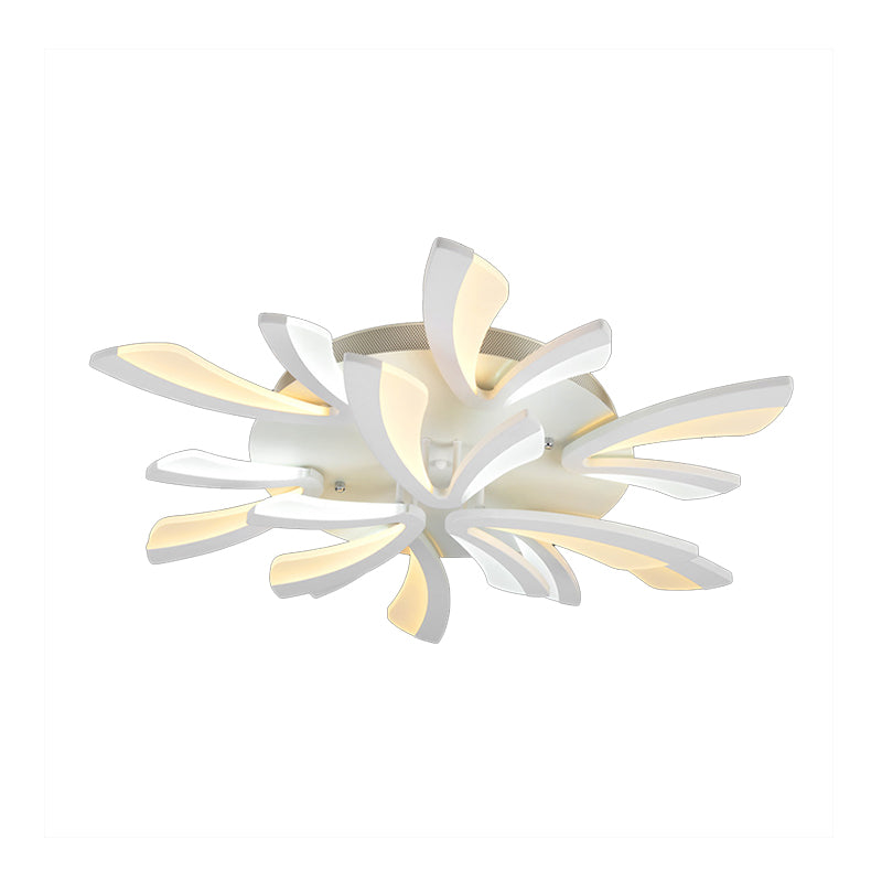 Coral Semi Flush Mount Ceiling Light Modernism Acrylic 3/5/12-Head White Flushmount in Warm/White Light Clearhalo 'Ceiling Lights' 'Close To Ceiling Lights' 'Close to ceiling' 'Semi-flushmount' Lighting' 1935438