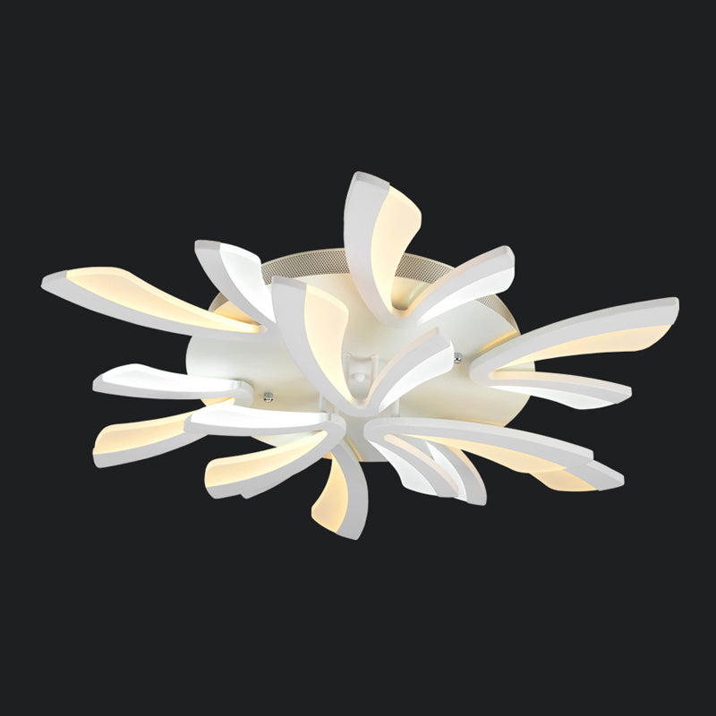 Coral Semi Flush Mount Ceiling Light Modernism Acrylic 3/5/12-Head White Flushmount in Warm/White Light Clearhalo 'Ceiling Lights' 'Close To Ceiling Lights' 'Close to ceiling' 'Semi-flushmount' Lighting' 1935439