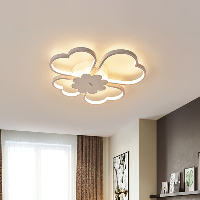 White Flower Ceiling Flush Light Modern 19.5"/23.5" Wide LED Aluminum Flush Mount Lamp in Warm/White Light White Clearhalo 'Ceiling Lights' 'Close To Ceiling Lights' 'Close to ceiling' 'Semi-flushmount' Lighting' 1935441