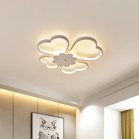 White Flower Ceiling Flush Light Modern 19.5"/23.5" Wide LED Aluminum Flush Mount Lamp in Warm/White Light Clearhalo 'Ceiling Lights' 'Close To Ceiling Lights' 'Close to ceiling' 'Semi-flushmount' Lighting' 1935442