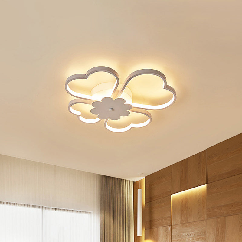 White Flower Ceiling Flush Light Modern 19.5"/23.5" Wide LED Aluminum Flush Mount Lamp in Warm/White Light Clearhalo 'Ceiling Lights' 'Close To Ceiling Lights' 'Close to ceiling' 'Semi-flushmount' Lighting' 1935443