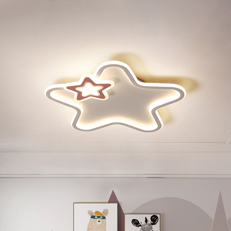 Star Flush Ceiling Light Cartoon Acrylic Black/Blue/Pink LED Flush Mounted Lamp in Warm/White Light for Kids Bedroom Clearhalo 'Ceiling Lights' 'Close To Ceiling Lights' 'Close to ceiling' 'Flush mount' Lighting' 1935461