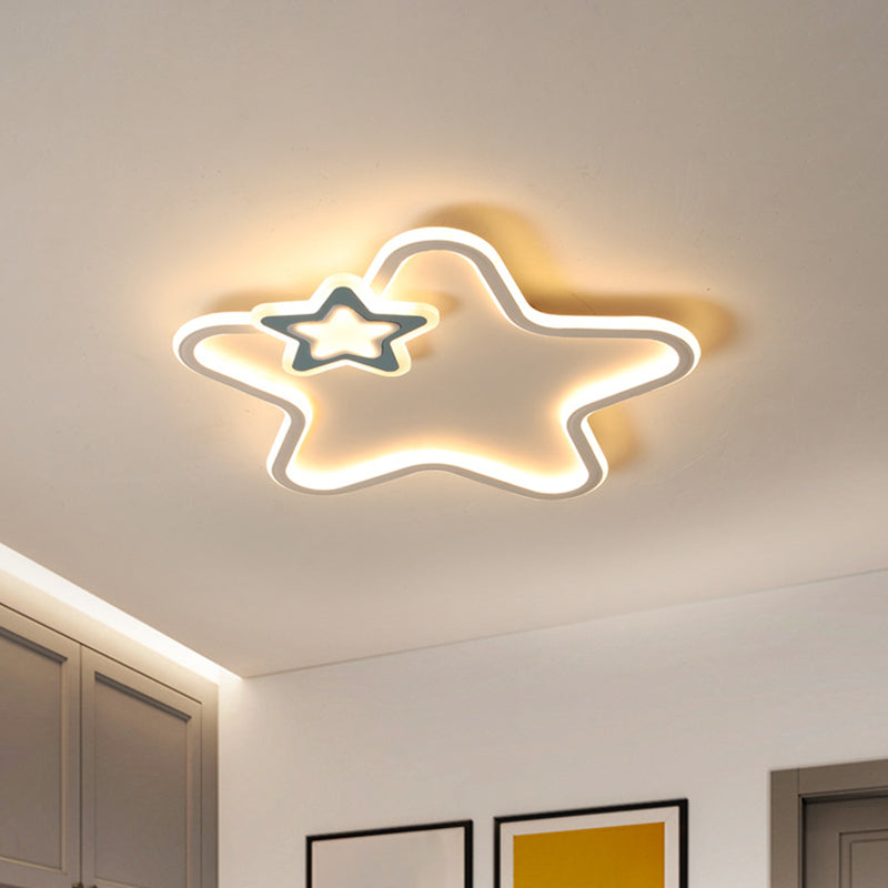 Star Flush Ceiling Light Cartoon Acrylic Black/Blue/Pink LED Flush Mounted Lamp in Warm/White Light for Kids Bedroom Blue Clearhalo 'Ceiling Lights' 'Close To Ceiling Lights' 'Close to ceiling' 'Flush mount' Lighting' 1935465