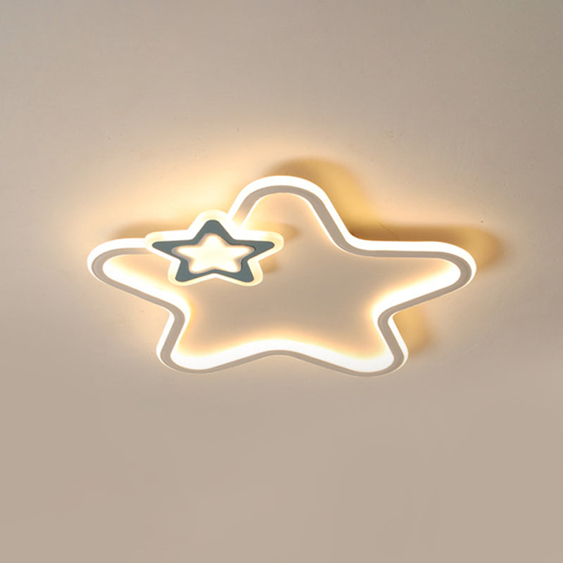 Star Flush Ceiling Light Cartoon Acrylic Black/Blue/Pink LED Flush Mounted Lamp in Warm/White Light for Kids Bedroom Clearhalo 'Ceiling Lights' 'Close To Ceiling Lights' 'Close to ceiling' 'Flush mount' Lighting' 1935467