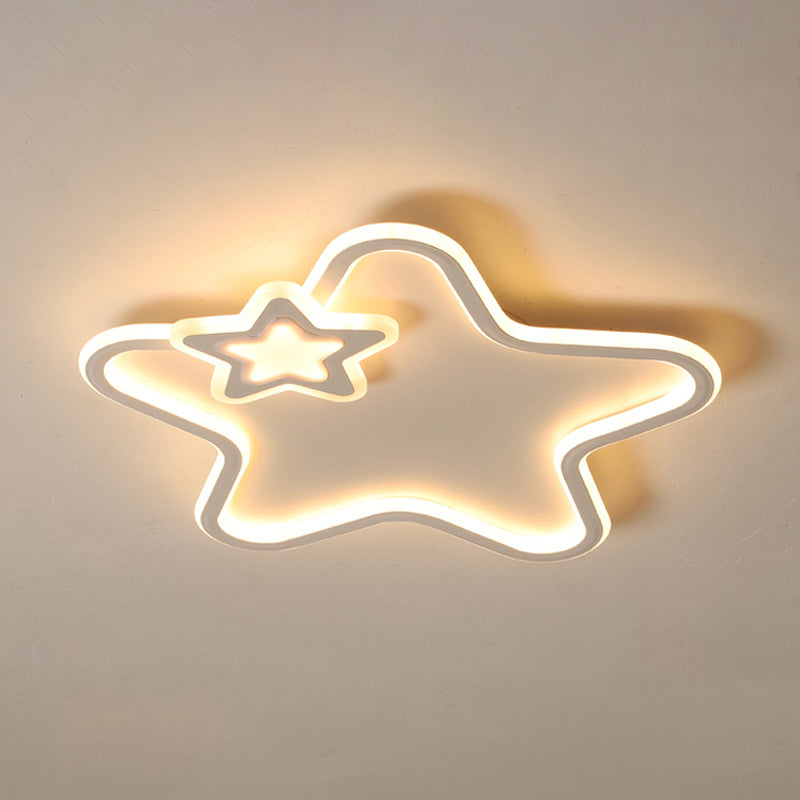 Star Flush Ceiling Light Cartoon Acrylic Black/Blue/Pink LED Flush Mounted Lamp in Warm/White Light for Kids Bedroom Clearhalo 'Ceiling Lights' 'Close To Ceiling Lights' 'Close to ceiling' 'Flush mount' Lighting' 1935473