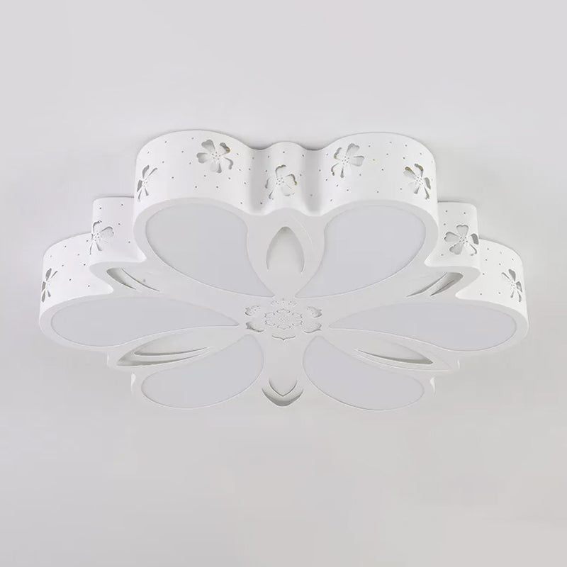 Cut-out Flower Flush Mount Ceiling Light Contemporary Acrylic White LED Flushmount Lighting in Warm/White/3 Color Light Clearhalo 'Ceiling Lights' 'Close To Ceiling Lights' 'Close to ceiling' 'Flush mount' Lighting' 1935477