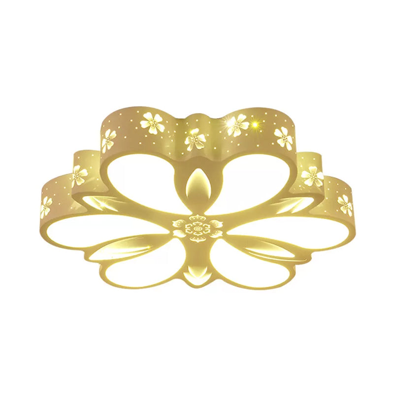 Cut-out Flower Flush Mount Ceiling Light Contemporary Acrylic White LED Flushmount Lighting in Warm/White/3 Color Light Clearhalo 'Ceiling Lights' 'Close To Ceiling Lights' 'Close to ceiling' 'Flush mount' Lighting' 1935478