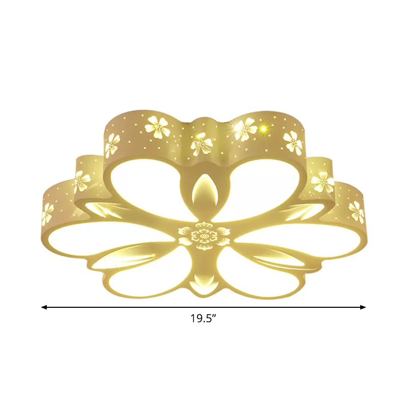 Cut-out Flower Flush Mount Ceiling Light Contemporary Acrylic White LED Flushmount Lighting in Warm/White/3 Color Light Clearhalo 'Ceiling Lights' 'Close To Ceiling Lights' 'Close to ceiling' 'Flush mount' Lighting' 1935479