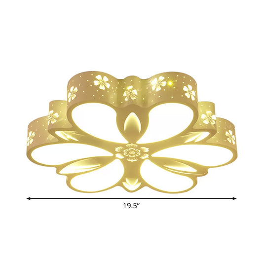 Cut-out Flower Flush Mount Ceiling Light Contemporary Acrylic White LED Flushmount Lighting in Warm/White/3 Color Light Clearhalo 'Ceiling Lights' 'Close To Ceiling Lights' 'Close to ceiling' 'Flush mount' Lighting' 1935479