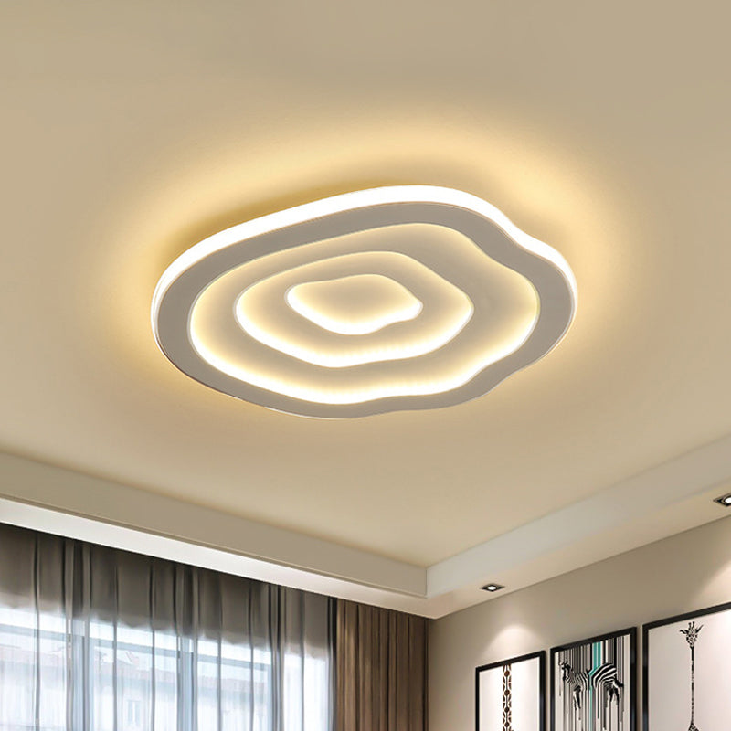 16"/19.5" W LED Bedroom Ceiling Lamp Modernist White Flush Mount Light with Flower/Pentagon/Triangle Acrylic Shade White Flower Clearhalo 'Ceiling Lights' 'Close To Ceiling Lights' 'Close to ceiling' 'Flush mount' Lighting' 1935515