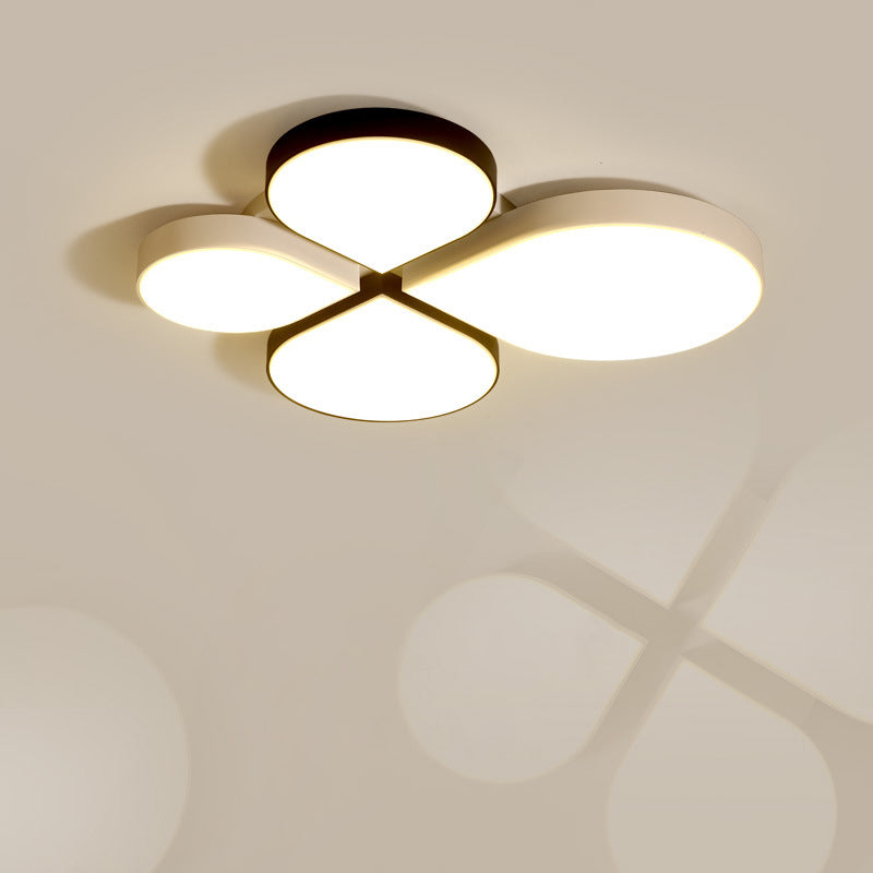 4-Leaf Clover LED Ceiling Lighting Minimalist Acrylic Black/White Flush Mount Light in Warm/White Light, 20.5"/23.5" Wide Black Clearhalo 'Ceiling Lights' 'Close To Ceiling Lights' 'Close to ceiling' 'Flush mount' Lighting' 1935521