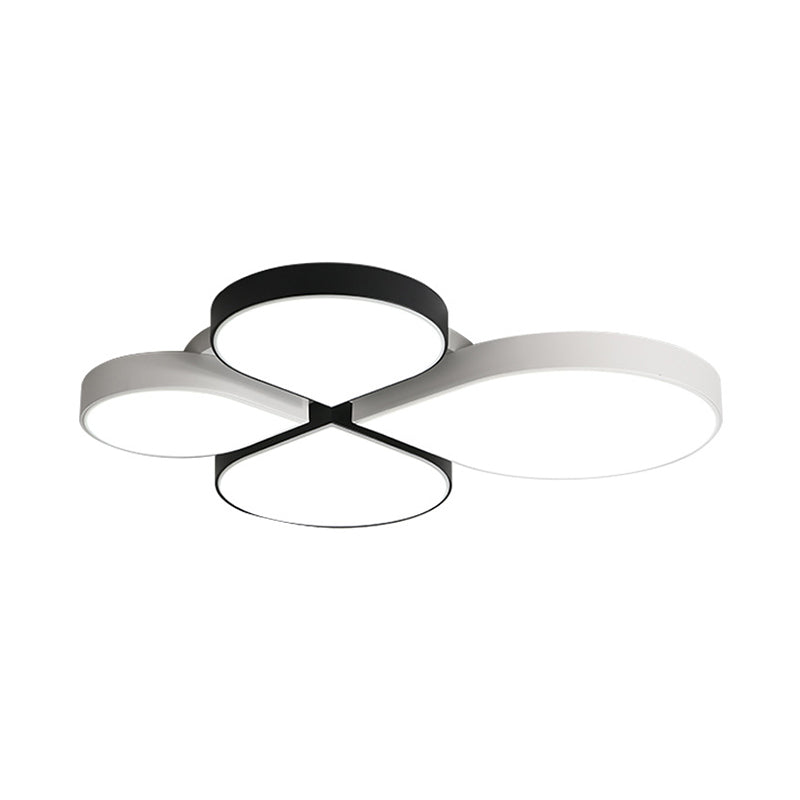 4-Leaf Clover LED Ceiling Lighting Minimalist Acrylic Black/White Flush Mount Light in Warm/White Light, 20.5"/23.5" Wide Clearhalo 'Ceiling Lights' 'Close To Ceiling Lights' 'Close to ceiling' 'Flush mount' Lighting' 1935524