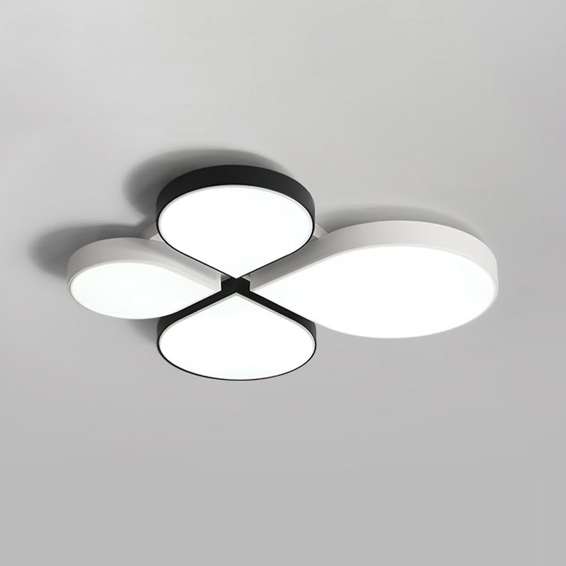 4-Leaf Clover LED Ceiling Lighting Minimalist Acrylic Black/White Flush Mount Light in Warm/White Light, 20.5"/23.5" Wide Clearhalo 'Ceiling Lights' 'Close To Ceiling Lights' 'Close to ceiling' 'Flush mount' Lighting' 1935525