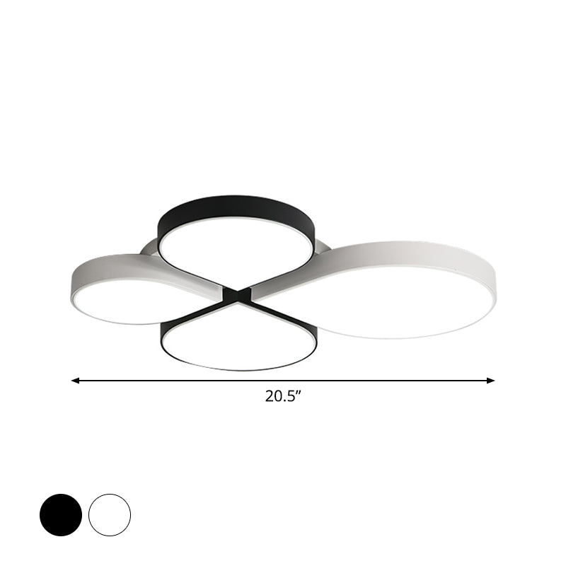 4-Leaf Clover LED Ceiling Lighting Minimalist Acrylic Black/White Flush Mount Light in Warm/White Light, 20.5"/23.5" Wide Clearhalo 'Ceiling Lights' 'Close To Ceiling Lights' 'Close to ceiling' 'Flush mount' Lighting' 1935526