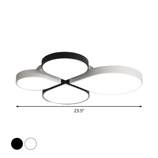 4-Leaf Clover LED Ceiling Lighting Minimalist Acrylic Black/White Flush Mount Light in Warm/White Light, 20.5"/23.5" Wide Clearhalo 'Ceiling Lights' 'Close To Ceiling Lights' 'Close to ceiling' 'Flush mount' Lighting' 1935527
