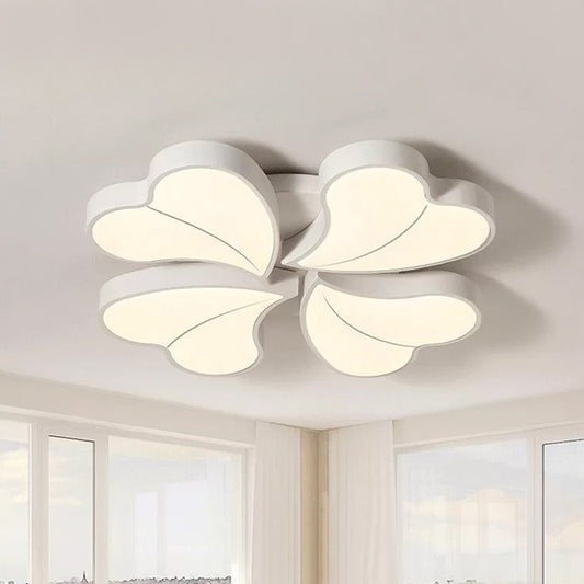 Nordic Four-Leaf Clover Flushmount Acrylic Bedroom LED Flush Mount Light in White with/without Remote Control, 20.5"/24.5" W White Clearhalo 'Ceiling Lights' 'Close To Ceiling Lights' 'Close to ceiling' 'Flush mount' Lighting' 1935532
