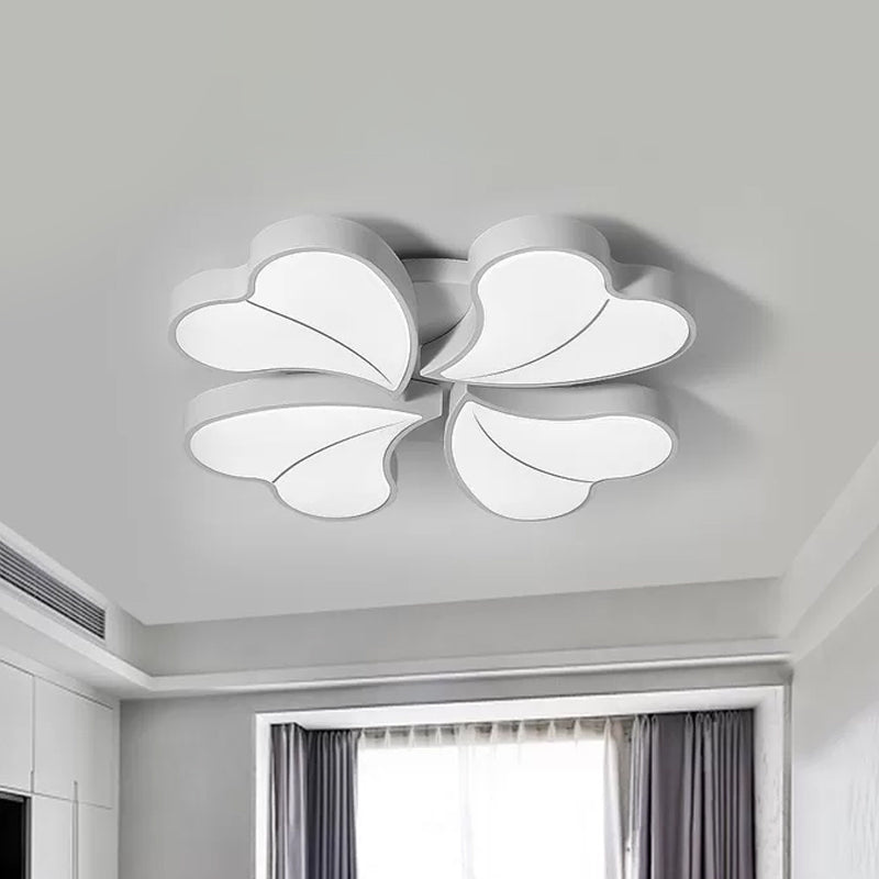 Nordic Four-Leaf Clover Flushmount Acrylic Bedroom LED Flush Mount Light in White with/without Remote Control, 20.5"/24.5" W Clearhalo 'Ceiling Lights' 'Close To Ceiling Lights' 'Close to ceiling' 'Flush mount' Lighting' 1935533