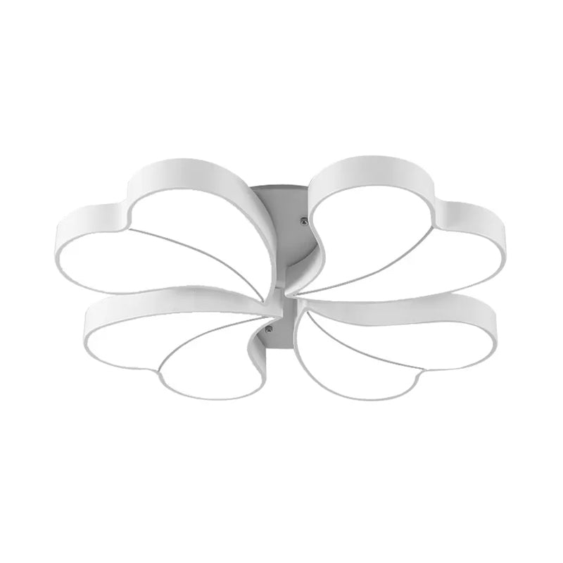 Nordic Four-Leaf Clover Flushmount Acrylic Bedroom LED Flush Mount Light in White with/without Remote Control, 20.5"/24.5" W Clearhalo 'Ceiling Lights' 'Close To Ceiling Lights' 'Close to ceiling' 'Flush mount' Lighting' 1935535