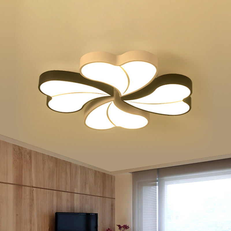 20.5"/24.5" Wide Clover Ceiling Light Nordic Acrylic Living Room LED Flush Mounted Light in Black and White Clearhalo 'Ceiling Lights' 'Close To Ceiling Lights' 'Close to ceiling' 'Flush mount' Lighting' 1935558