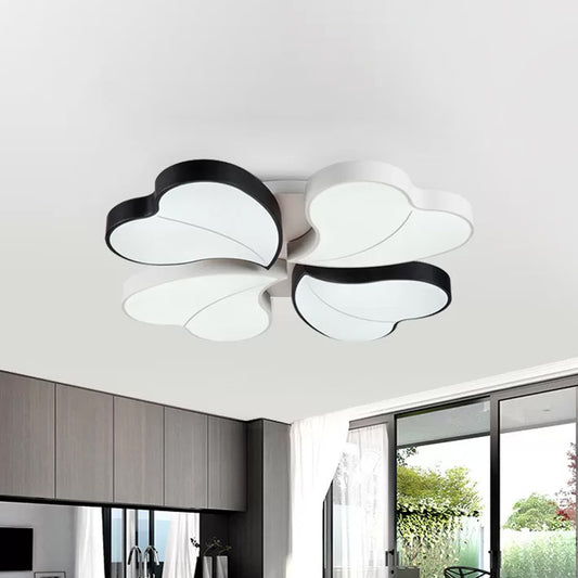 20.5"/24.5" Wide Clover Ceiling Light Nordic Acrylic Living Room LED Flush Mounted Light in Black and White Clearhalo 'Ceiling Lights' 'Close To Ceiling Lights' 'Close to ceiling' 'Flush mount' Lighting' 1935559
