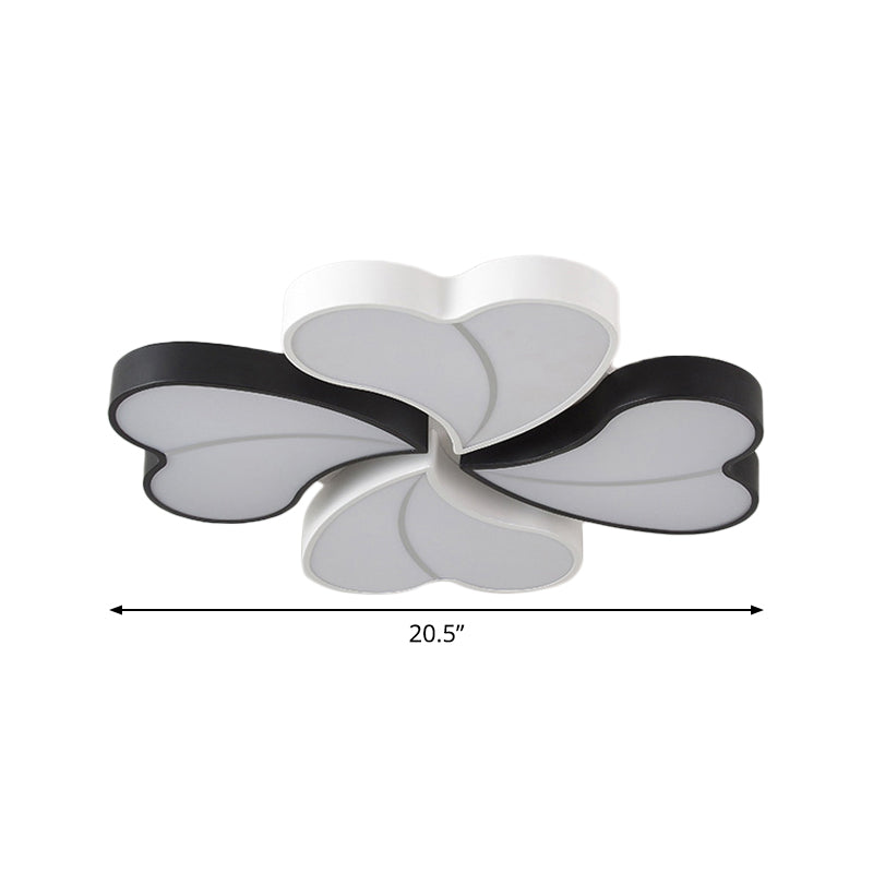 20.5"/24.5" Wide Clover Ceiling Light Nordic Acrylic Living Room LED Flush Mounted Light in Black and White Clearhalo 'Ceiling Lights' 'Close To Ceiling Lights' 'Close to ceiling' 'Flush mount' Lighting' 1935561