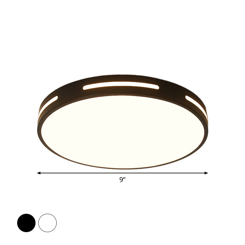 Round Ultra-Thin Bedroom Ceiling Lamp Acrylic Minimalist LED Flush Mount Lighting in Black/White, 9"/16"/19.5" Dia Clearhalo 'Ceiling Lights' 'Close To Ceiling Lights' 'Close to ceiling' 'Flush mount' Lighting' 1935593