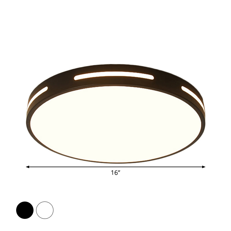 Round Ultra-Thin Bedroom Ceiling Lamp Acrylic Minimalist LED Flush Mount Lighting in Black/White, 9"/16"/19.5" Dia Clearhalo 'Ceiling Lights' 'Close To Ceiling Lights' 'Close to ceiling' 'Flush mount' Lighting' 1935595